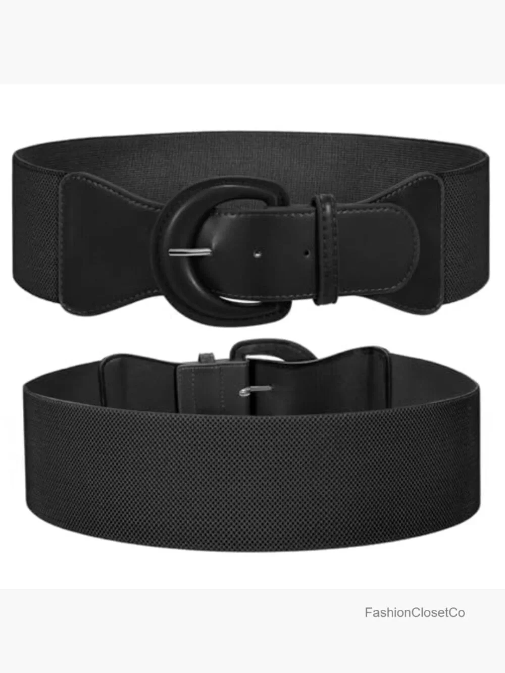 Vintage Chunky Buckle Wide Elastic Stretch Waist Belt for Dresses